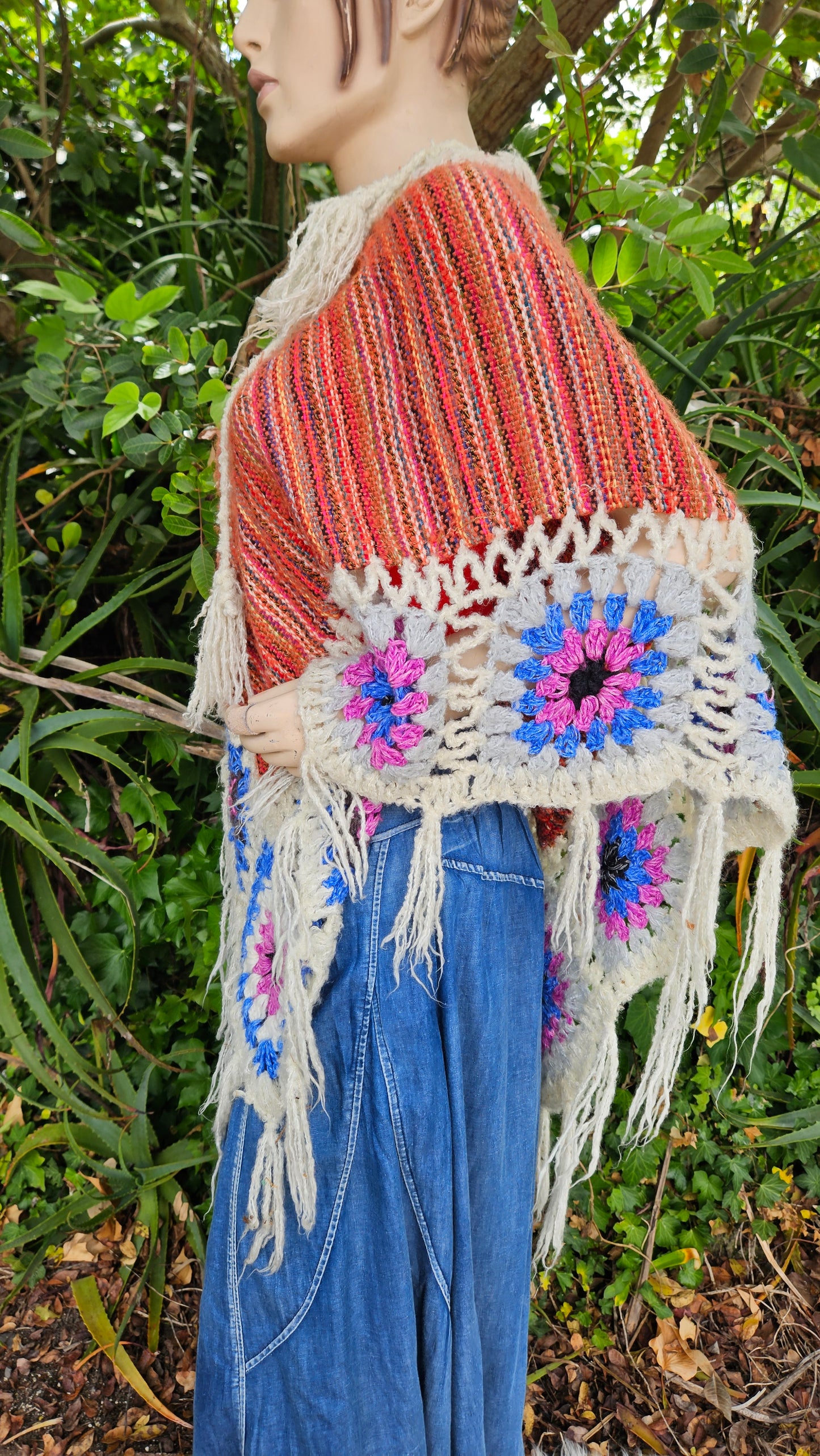 Hippie poncho - knit Poncho top Bohemian style - crochet top