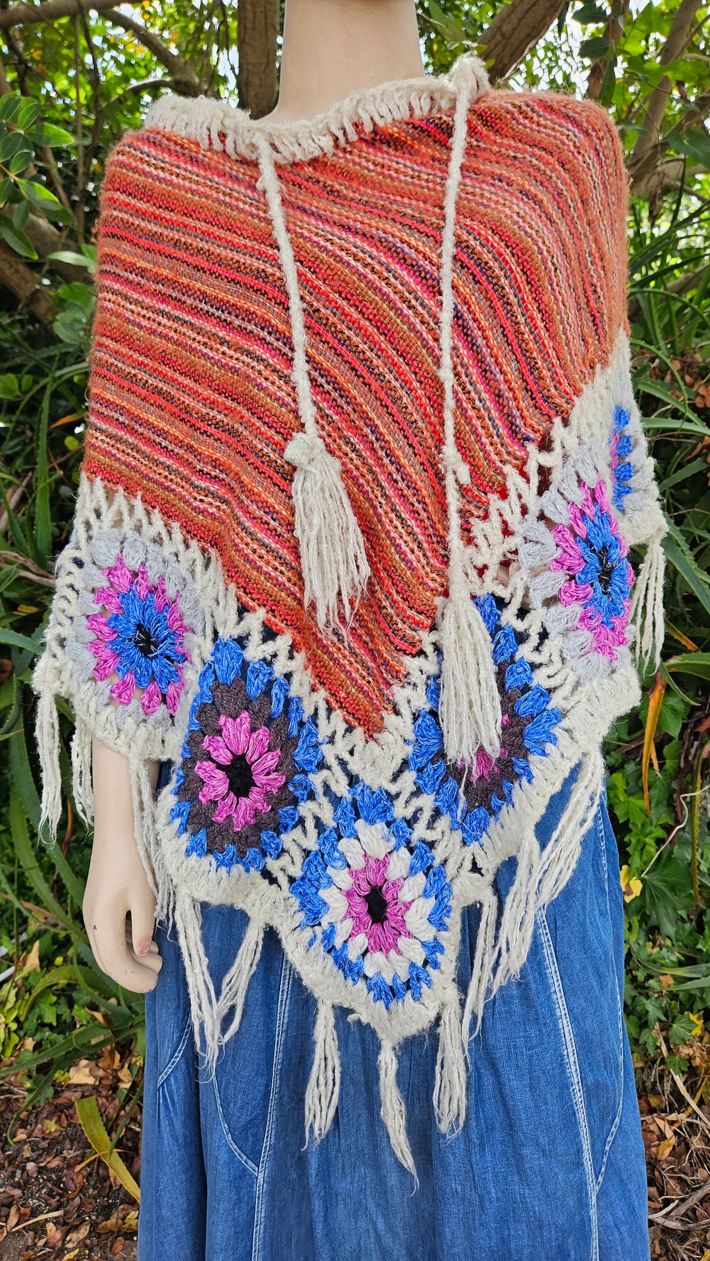 Hippie poncho - knit Poncho top Bohemian style - crochet top