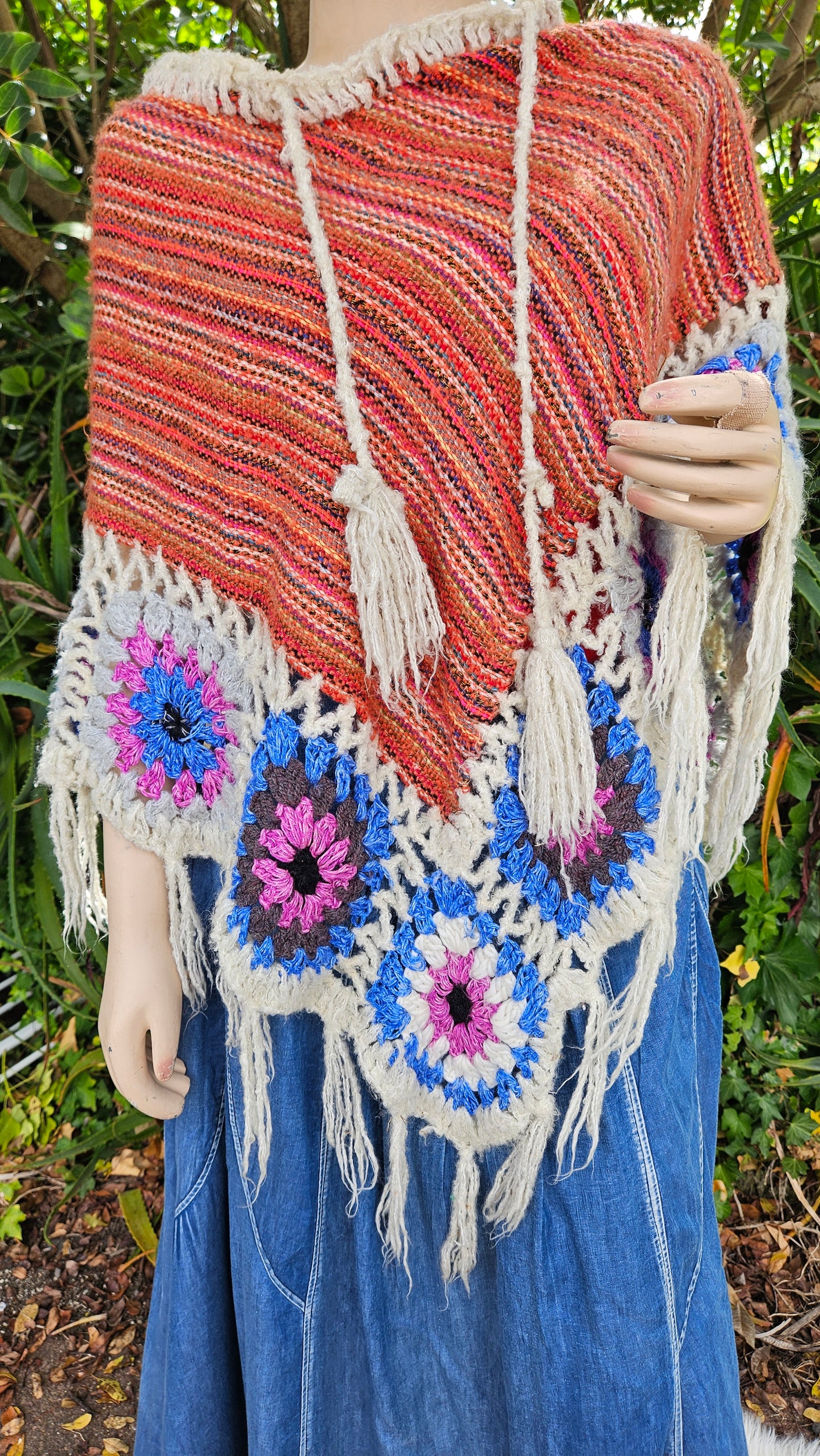 Hippie poncho - knit Poncho top Bohemian style - crochet top