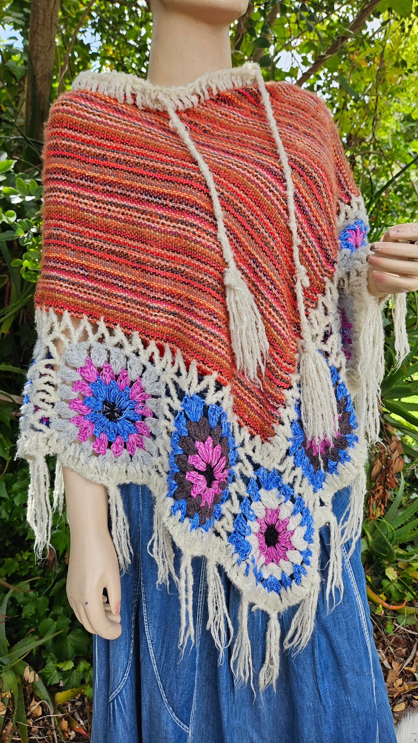 Hippie poncho - knit Poncho top Bohemian style - crochet top