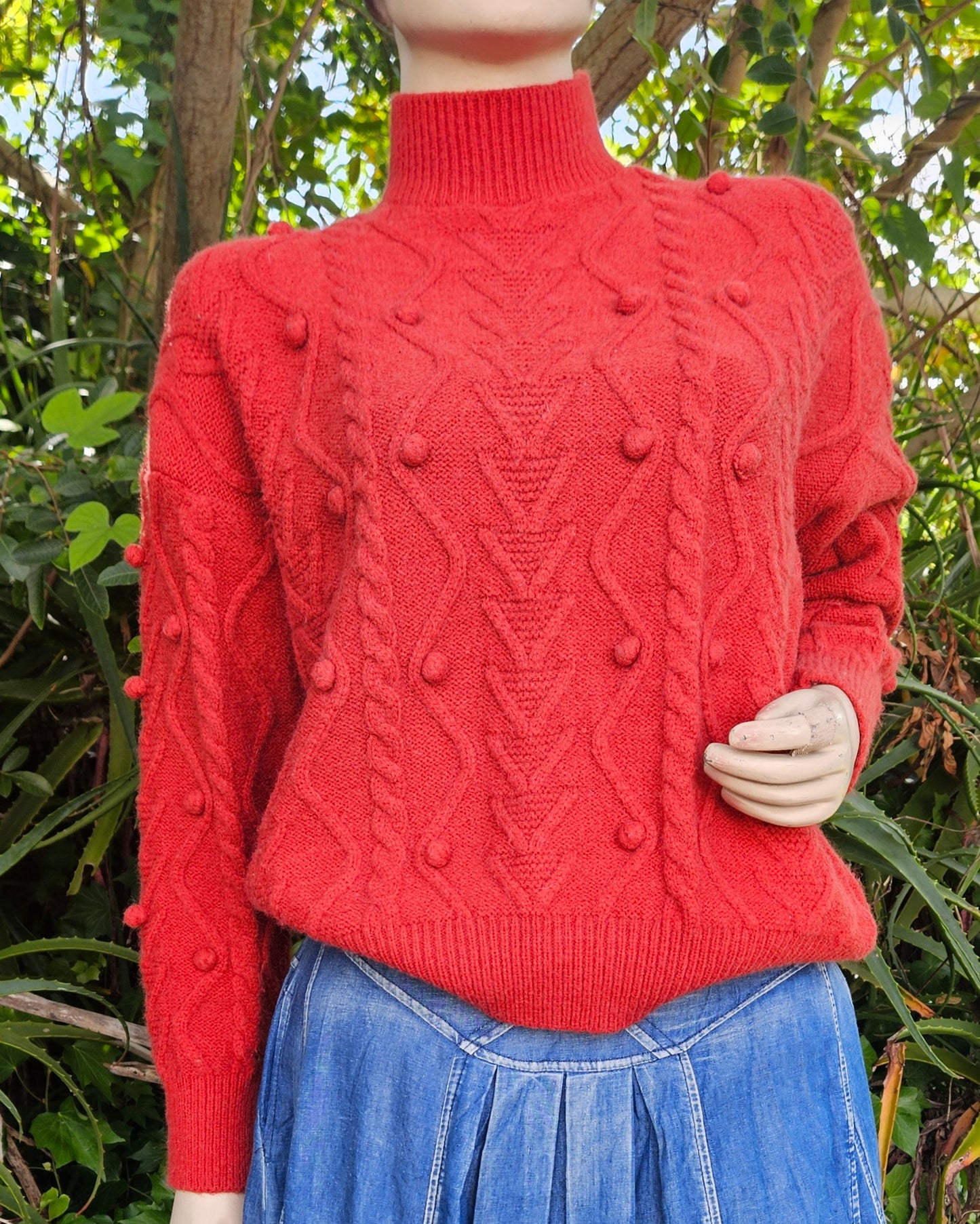 Cozy Vibes: Cable Knit Sweater - Turtle Neck Knit Top