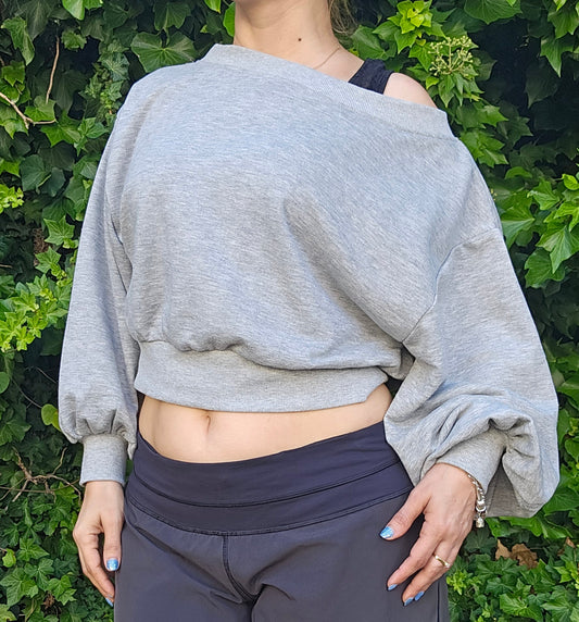 Deconstructed Cropped Sweatshirt  Crewneck - Crop Top