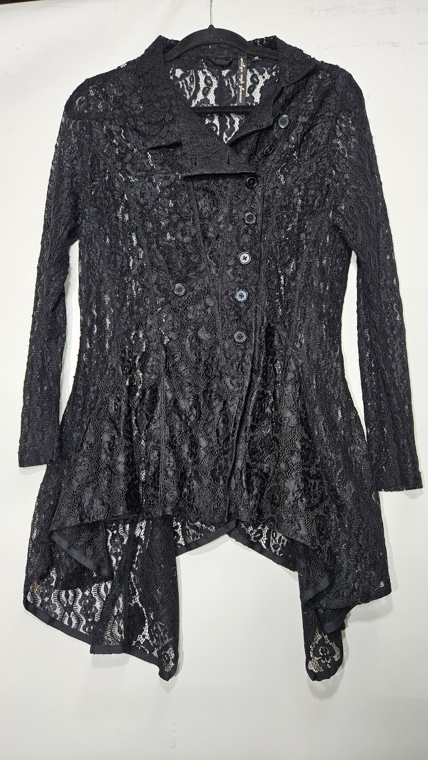 Gothic top Lady Lace black Cardigan Jacket Coat See Through Top