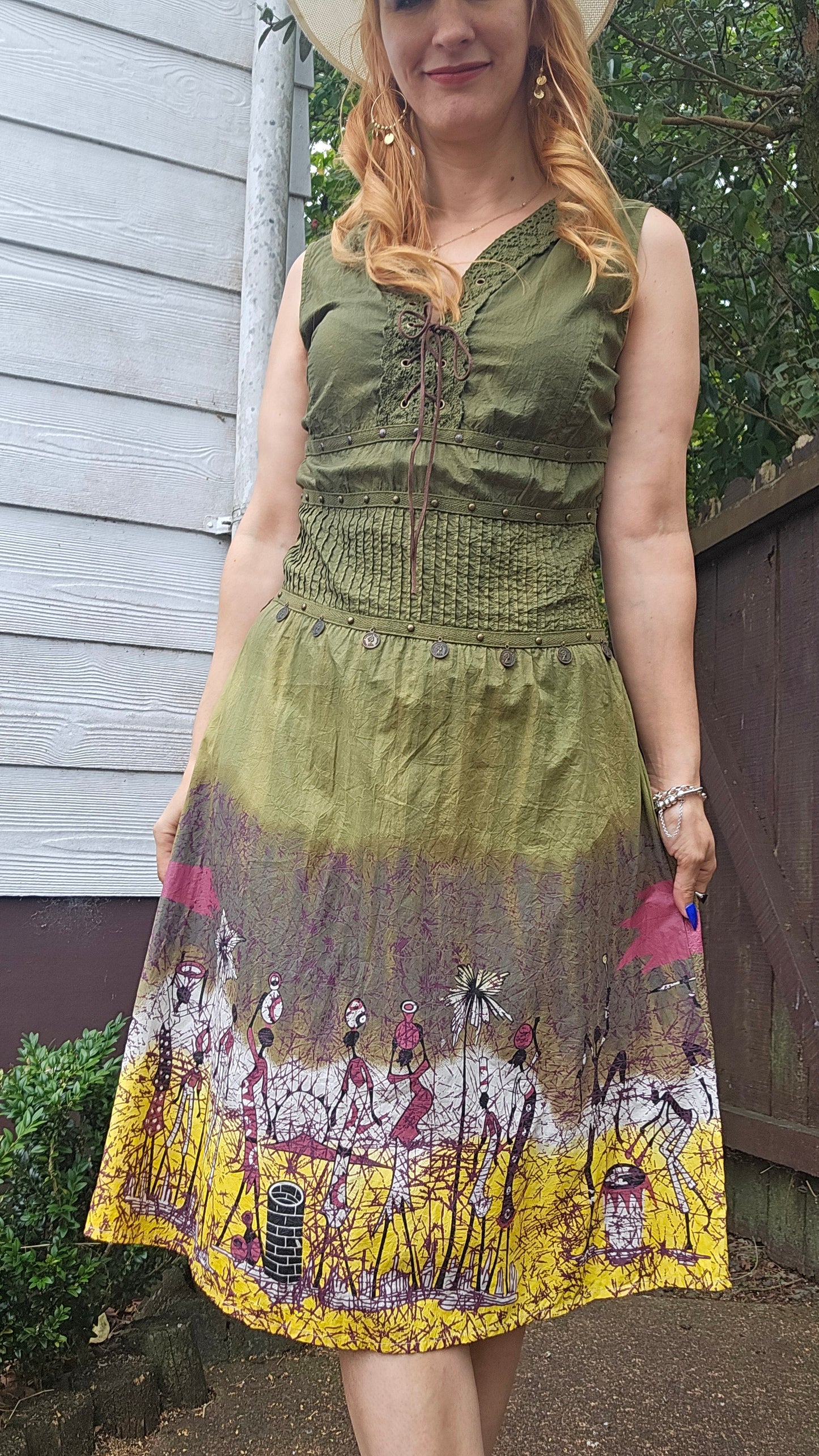 Romantic Lace Fairy-Core Gauzy dress Green lace - crepe dress
