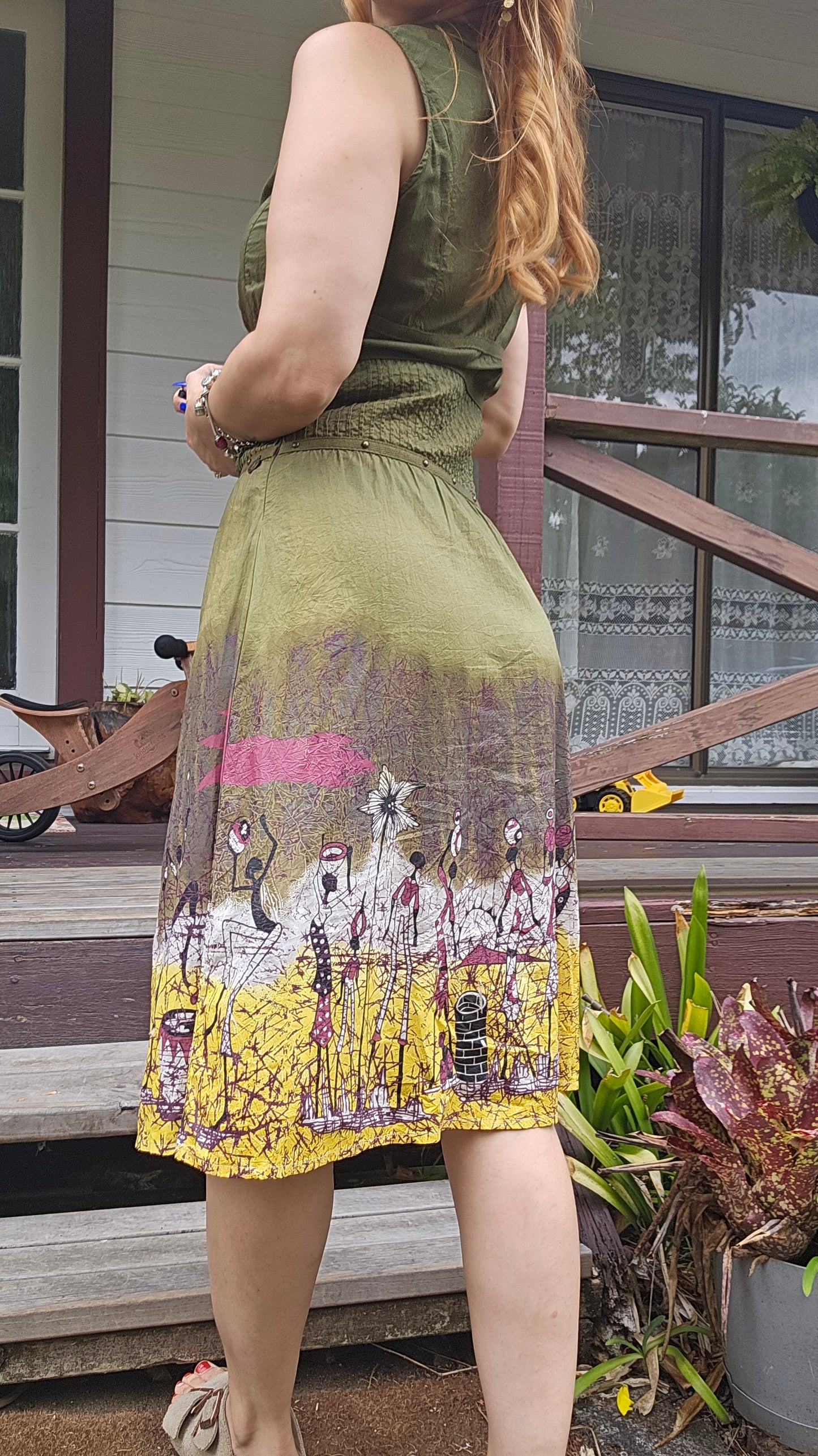 Romantic Lace Fairy-Core Gauzy dress Green lace - crepe dress