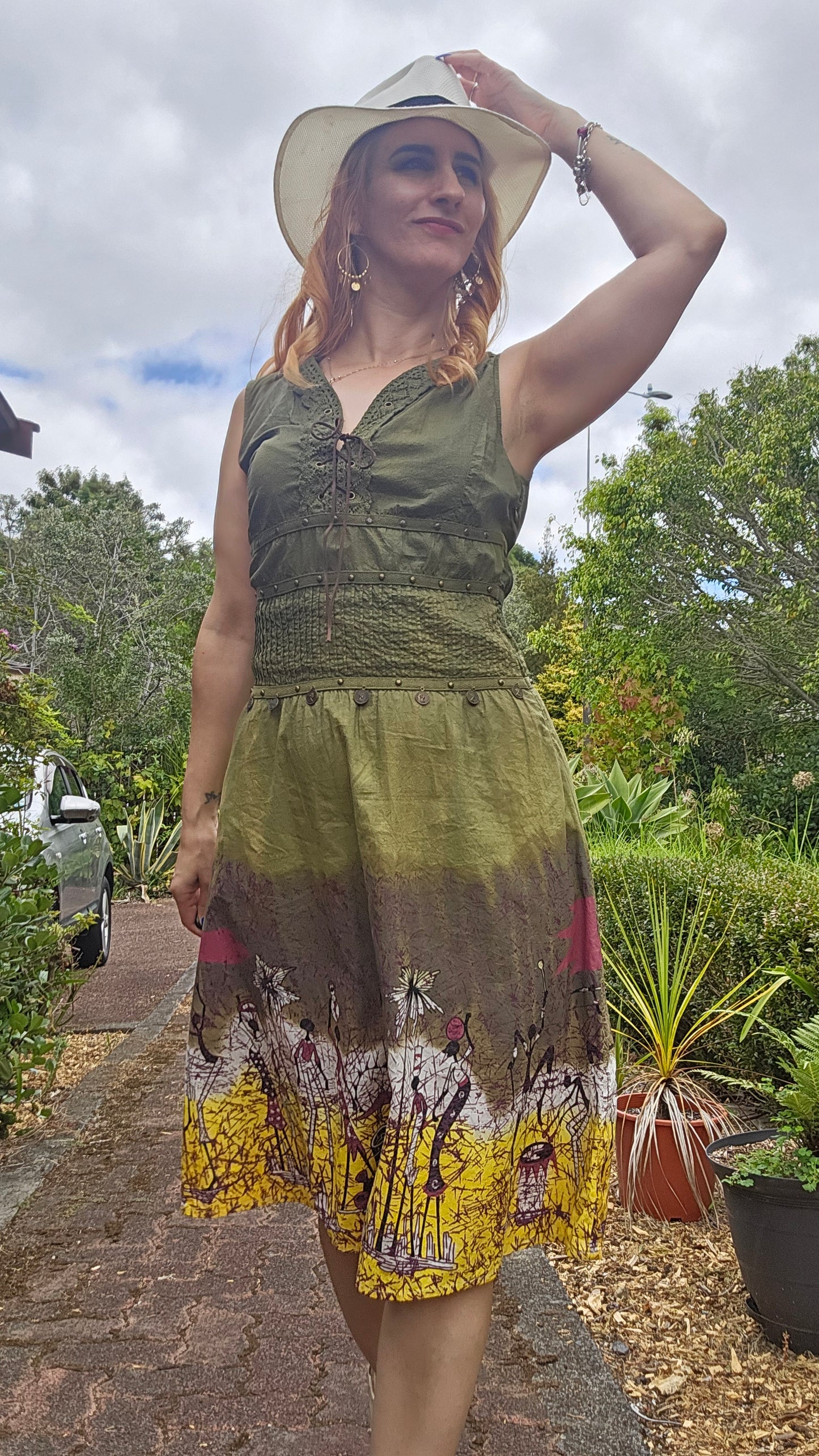 Romantic Lace Fairy-Core Gauzy dress Green lace - crepe dress