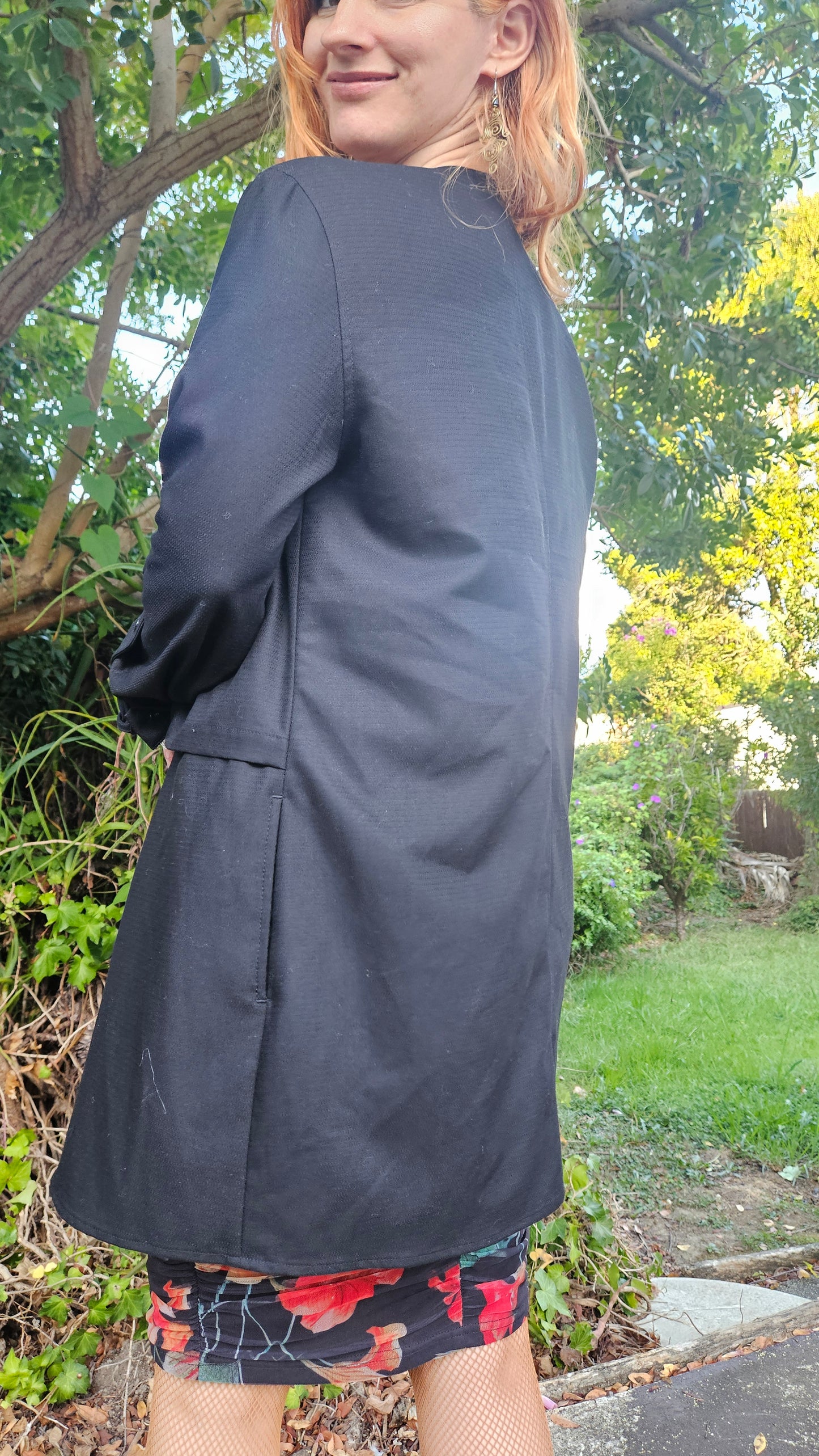 Witchery Womens Jacket Size 12 Black Zip-Up Layered Coat