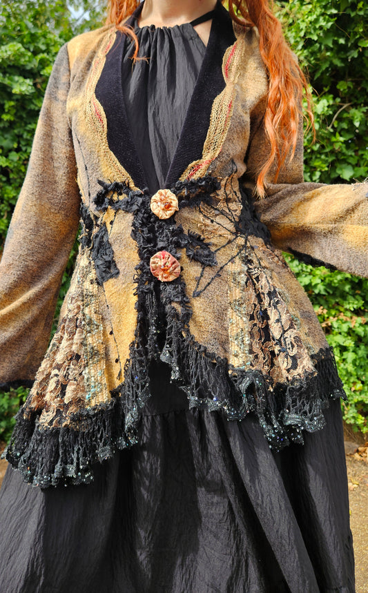 Romantic Bohemian Shabby Chic Gothic Knit Cardigan size 14 preloved condition gypsy