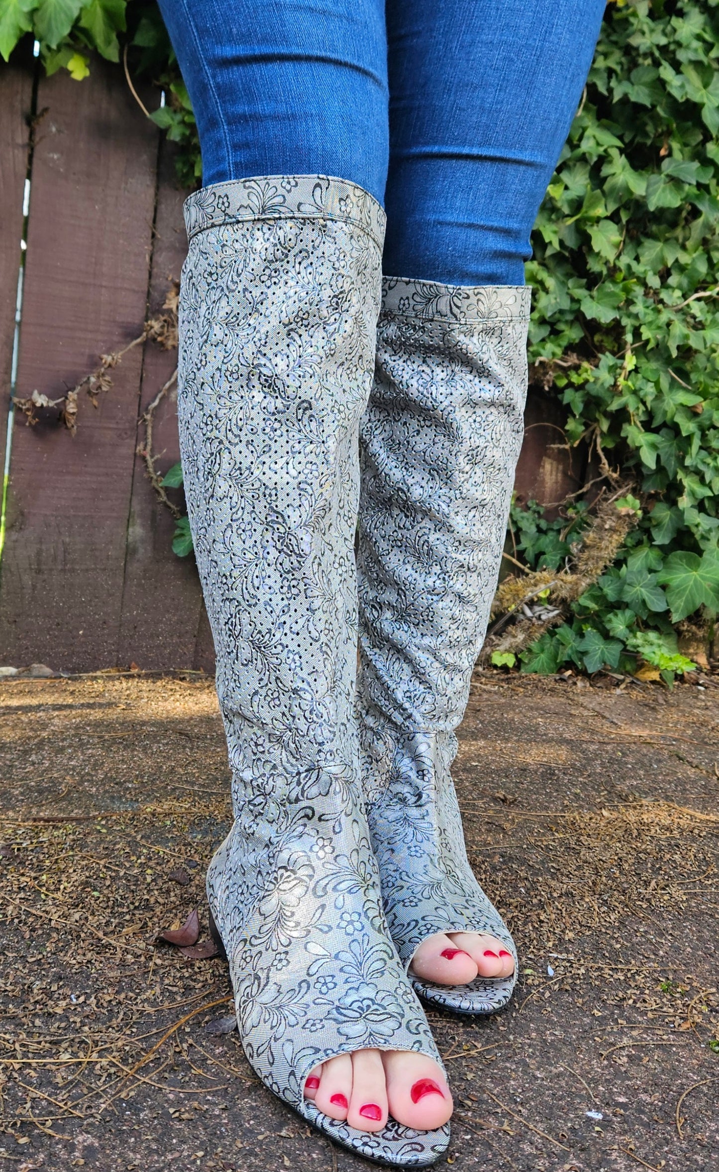 Silver Long Boots - Preloved Boots