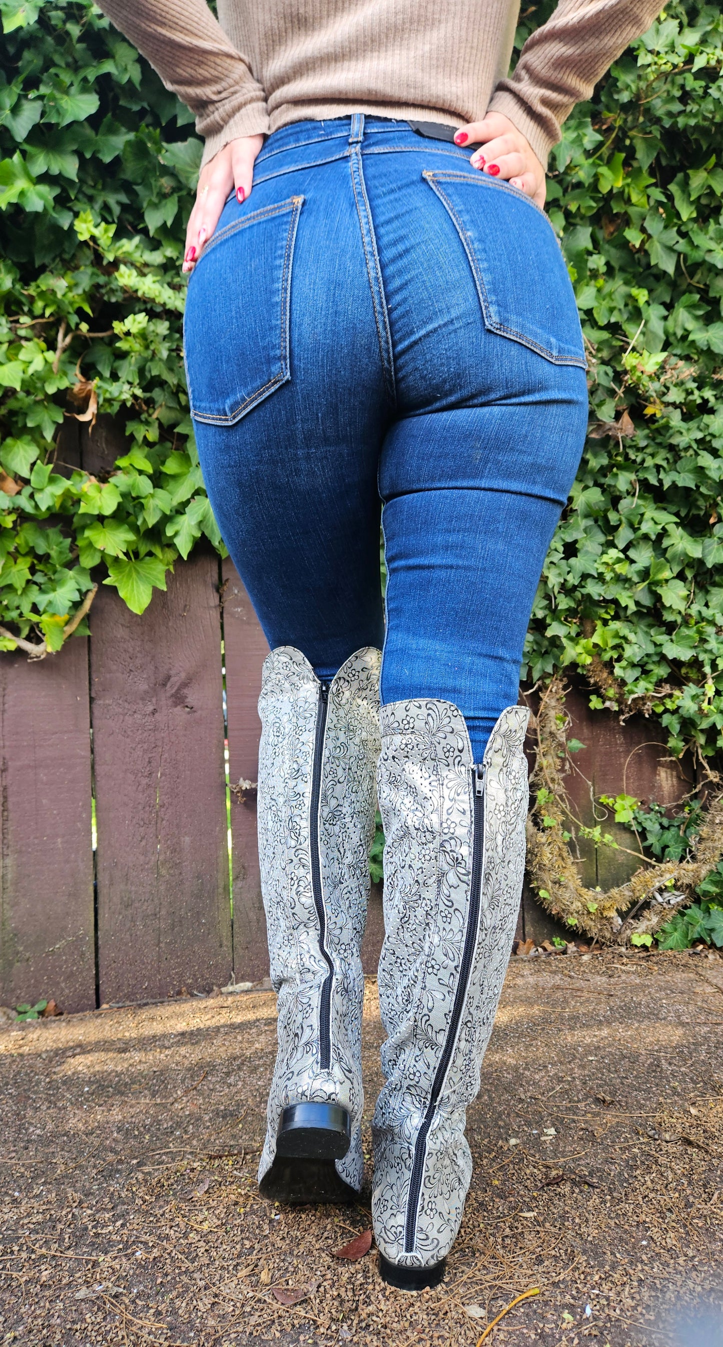 Silver Long Boots - Preloved Boots