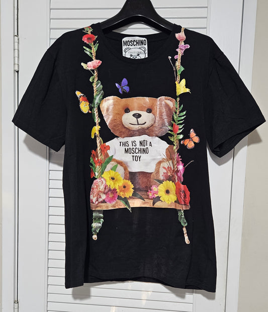 Moschino Tee Top “Flower Teddy” T-Shirt –Moschino Black T-shirt a true statement piece Size large preloved condition