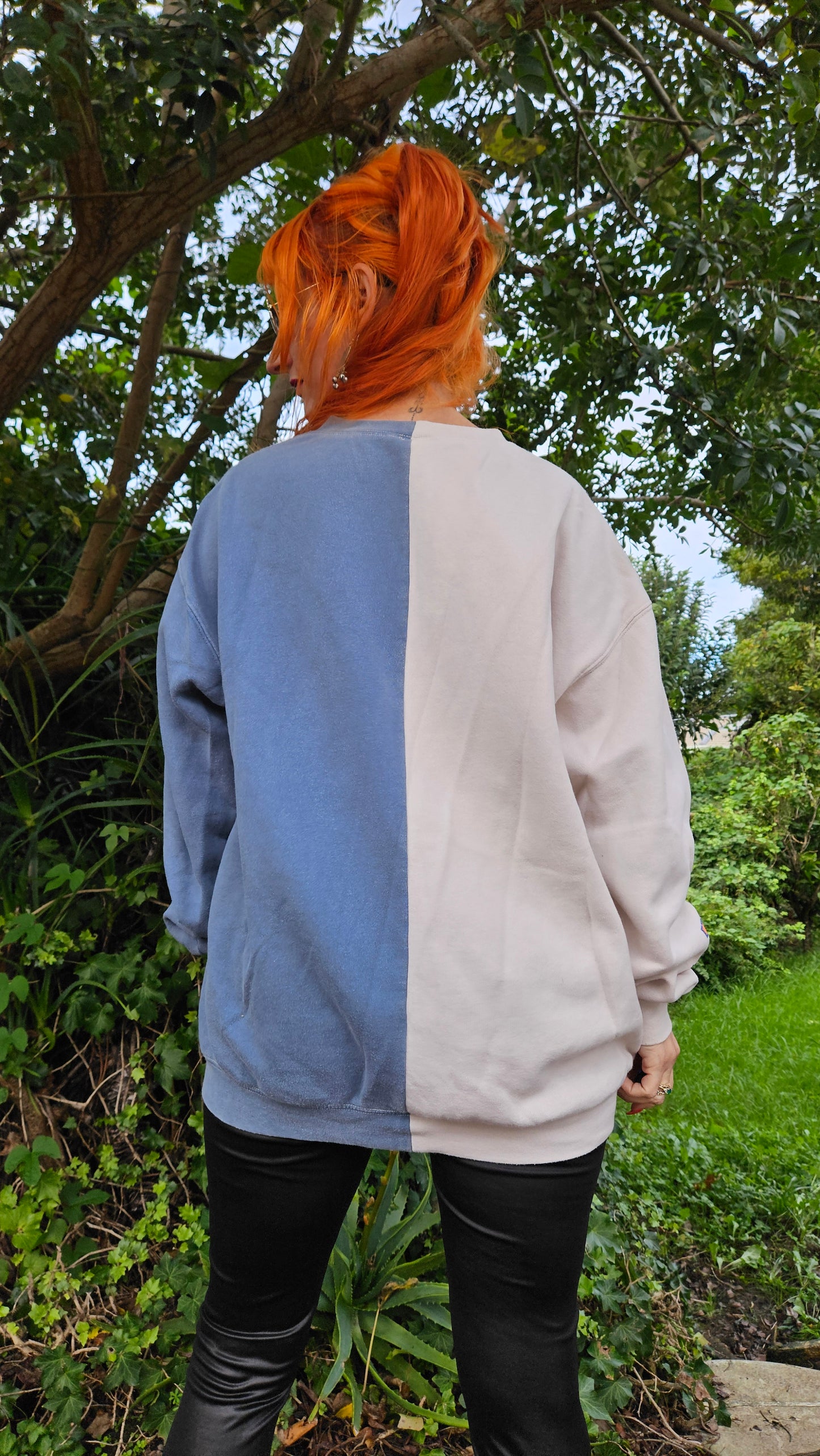 Absent Men's Size S Blue and cream jumper- sweater