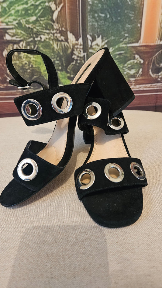 Topshop Women's Black and Silver Sandals size 39