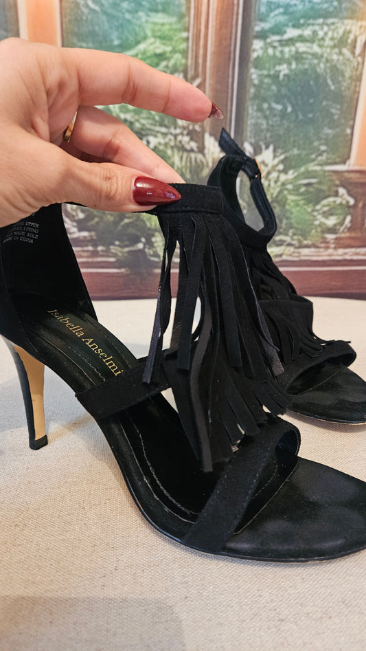 Isabella Anselmi Black Fringe Heels