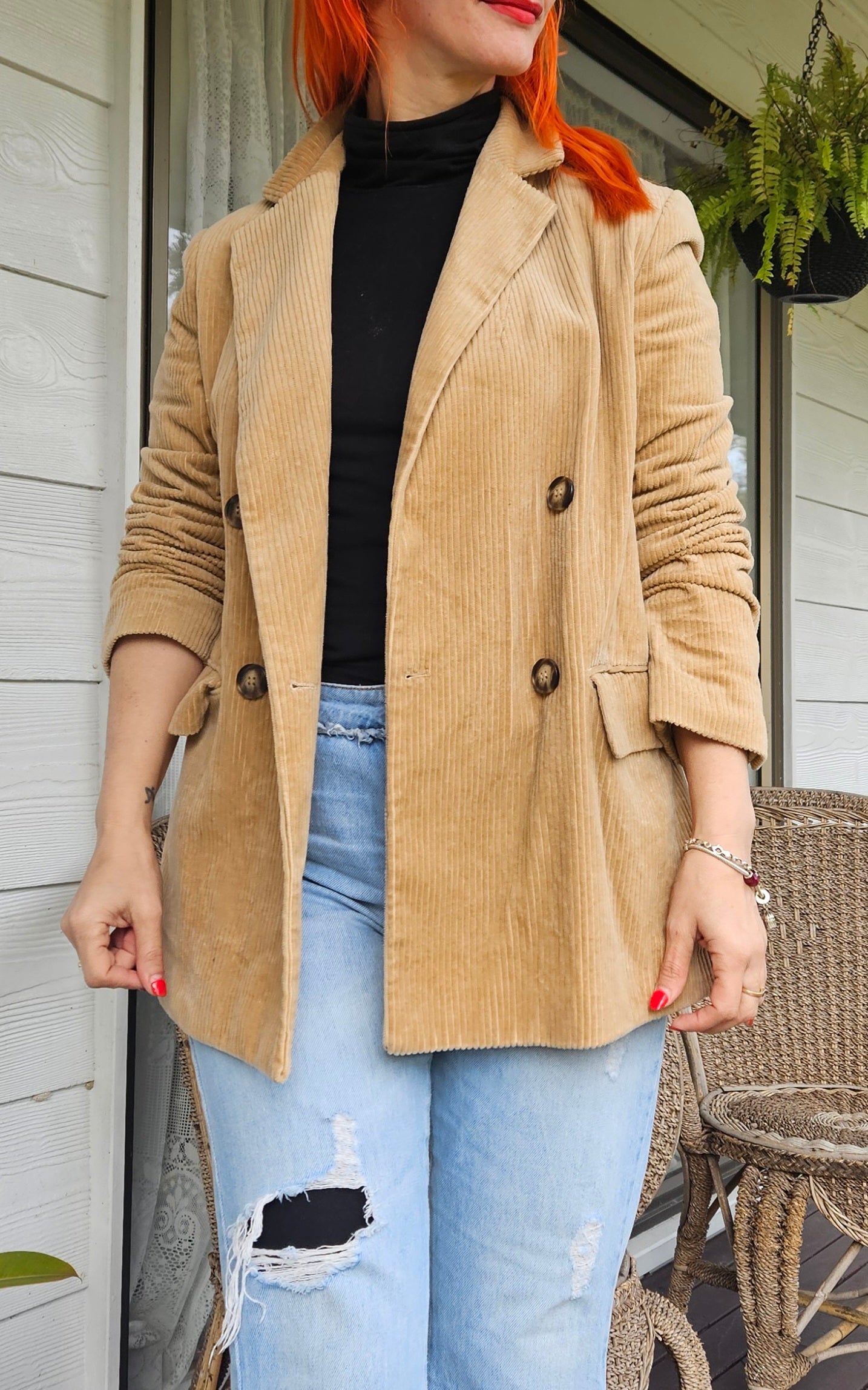H&M Corduroy Blazer Tan Jacket