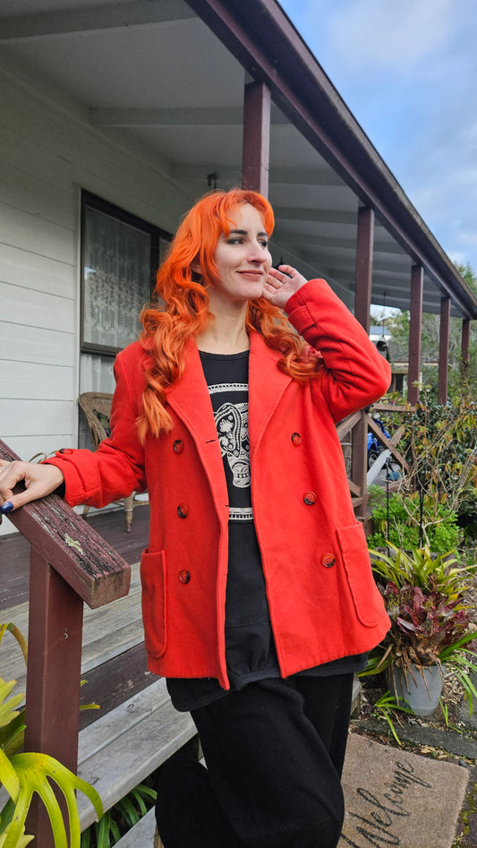 Stunning Coral Coat Size 12. Made in New Zealand