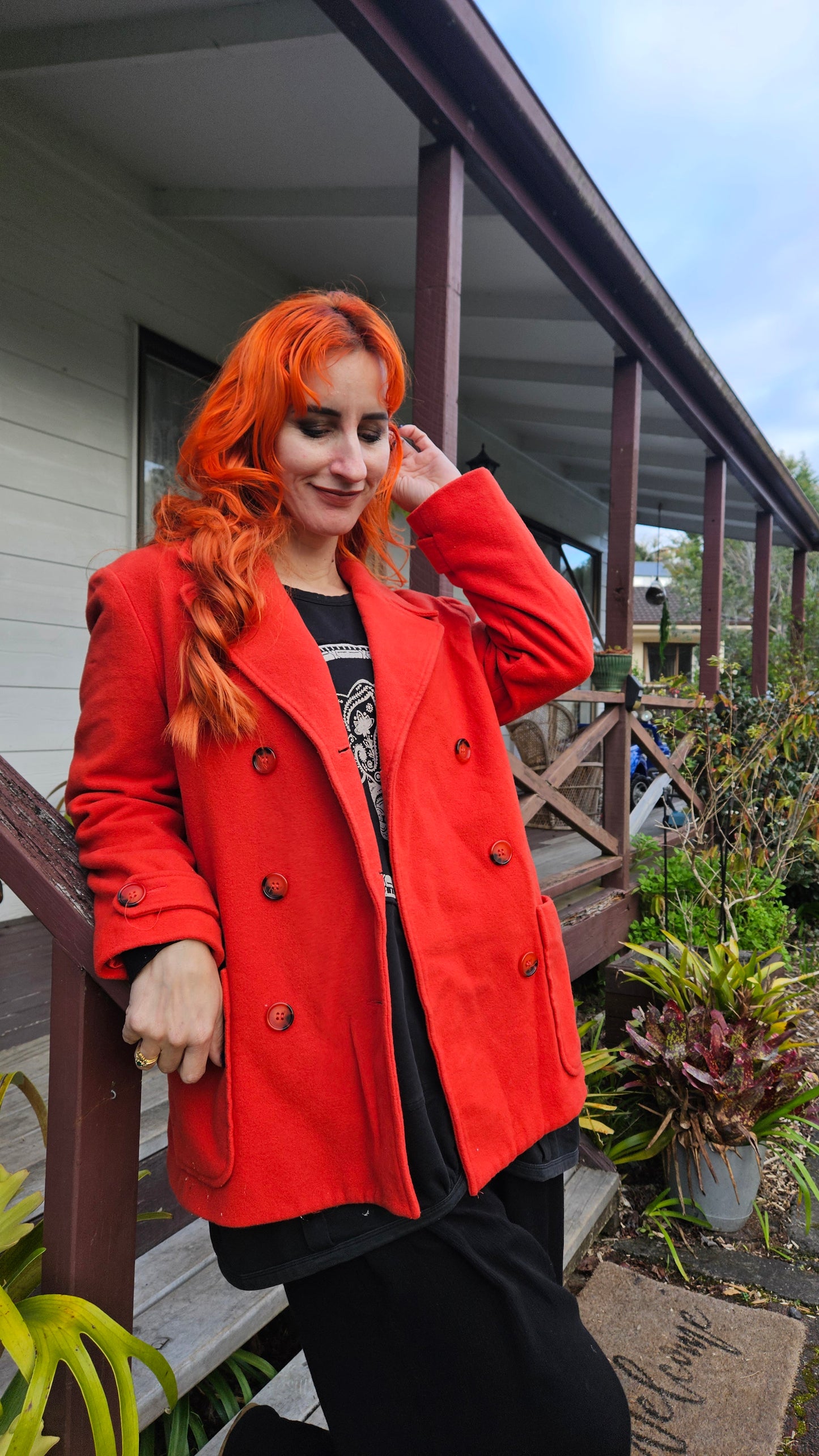 Stunning Coral Coat Size 12. Made in New Zealand