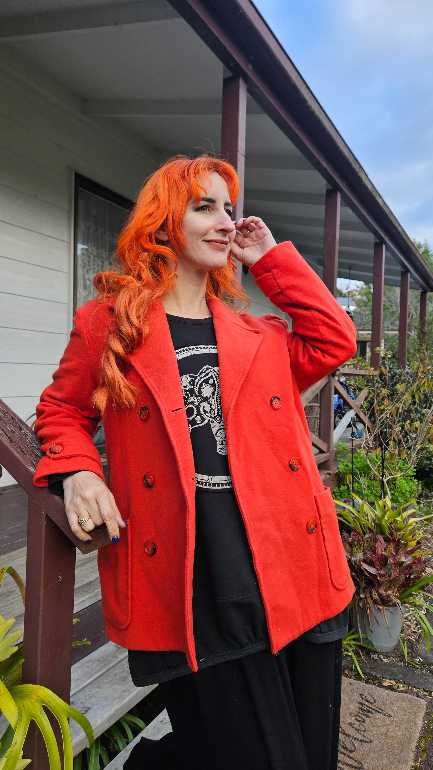 Stunning Coral Coat Size 12. Made in New Zealand