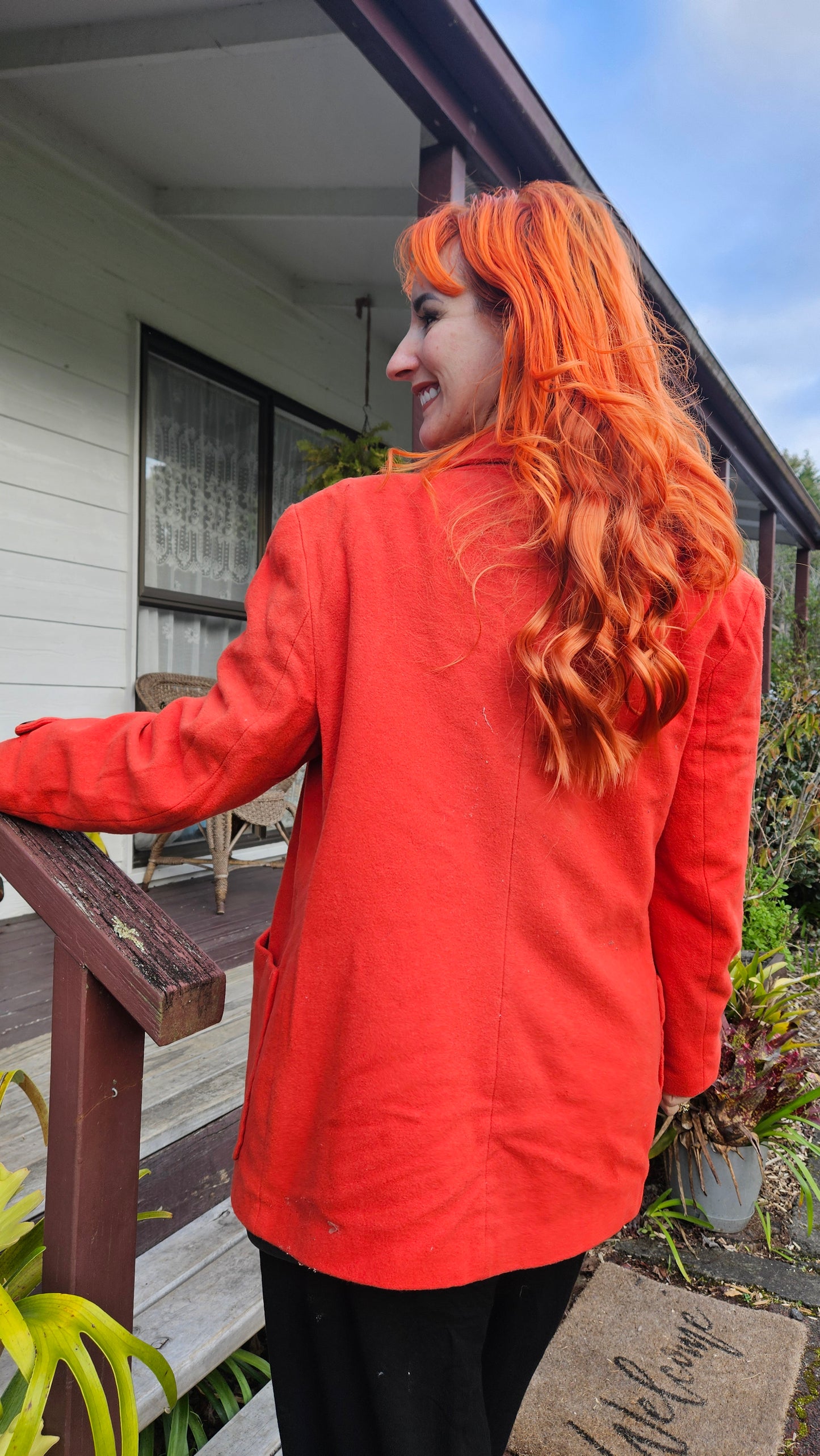 Stunning Coral Coat Size 12. Made in New Zealand