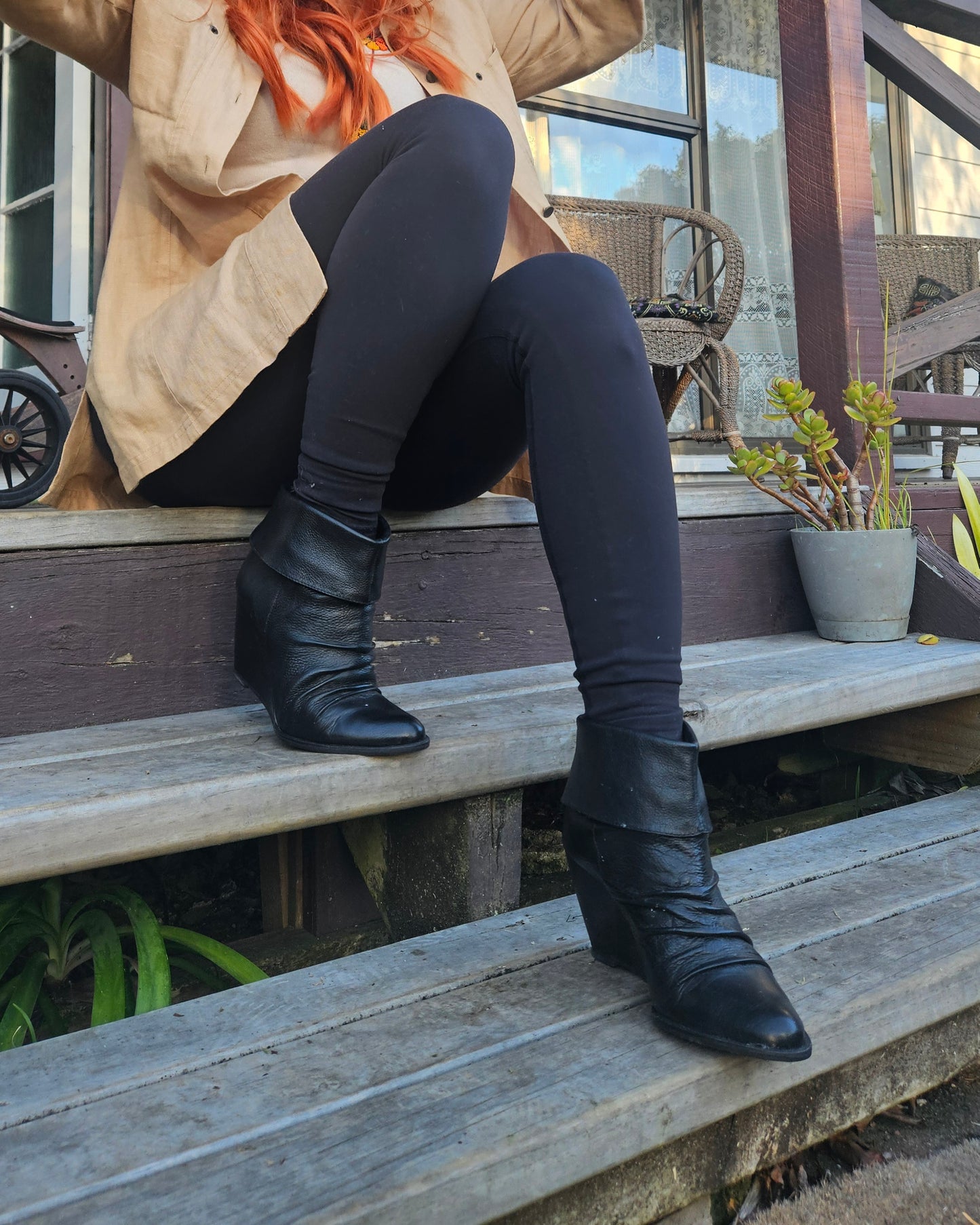Authentic Leather Ankle Wedge Boots, Size 38 by Isabella Anselmi