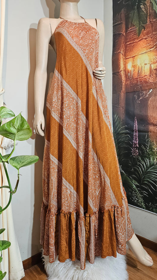 Bohemian Maxi Dress 100% rayon boho Dress - Bohemian dress Preloved Dress made in india one size fits all, in preloved condition