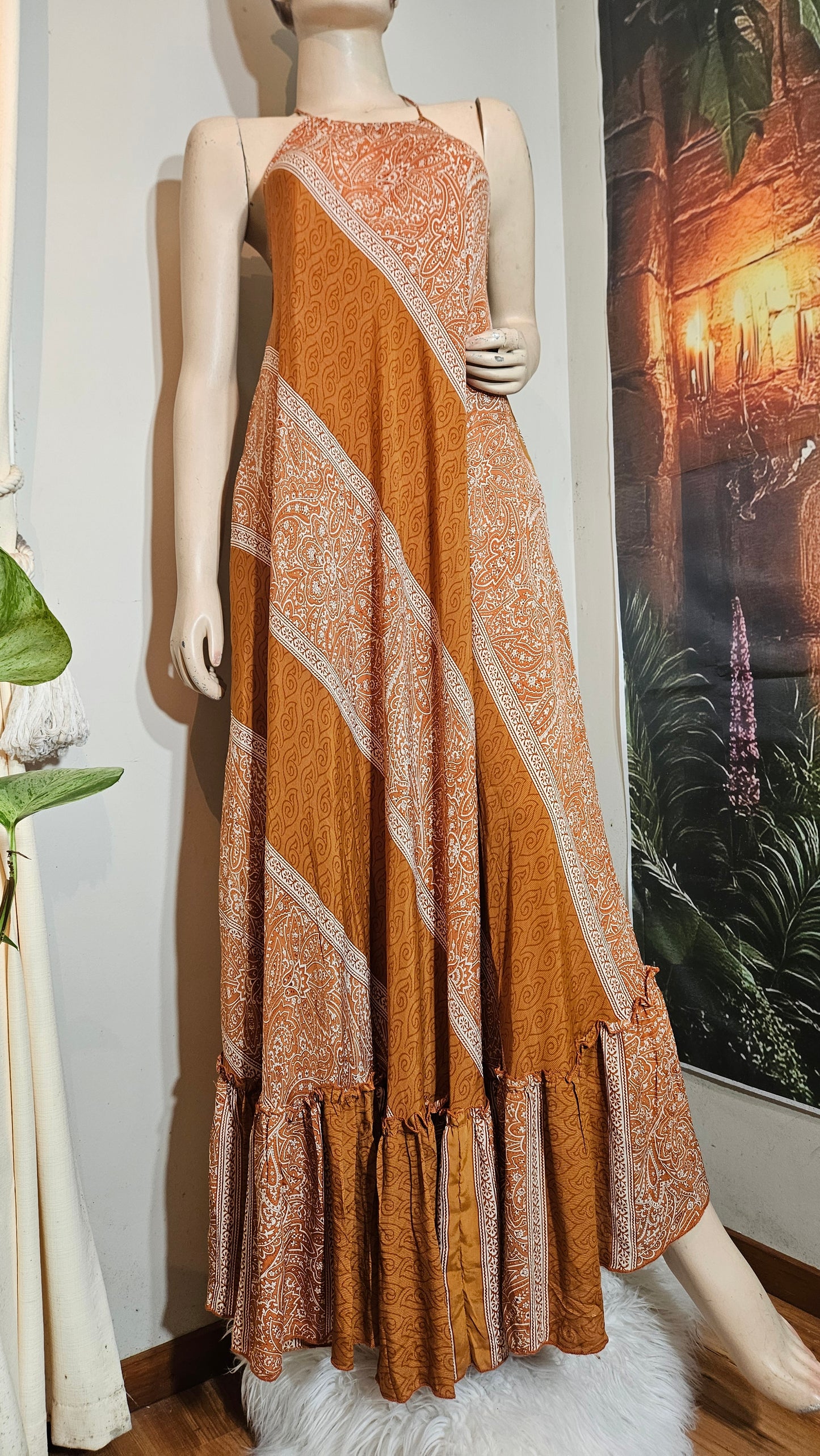 Bohemian Maxi Dress 100% rayon boho Dress - Bohemian dress Preloved Dress