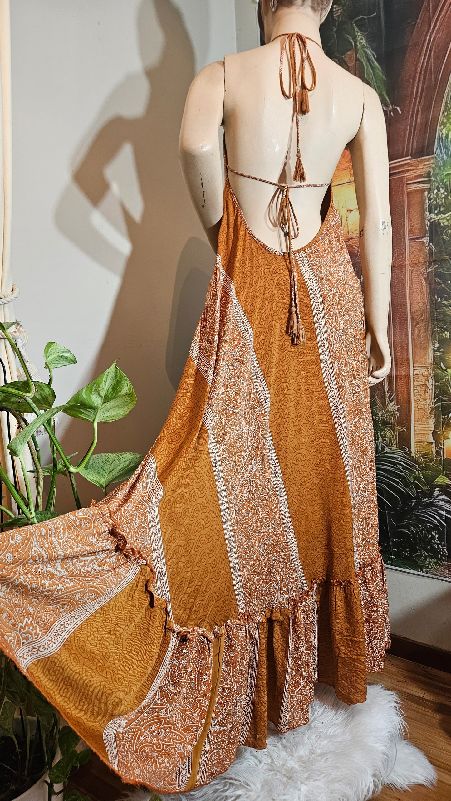 Bohemian Maxi Dress 100% rayon boho Dress - Bohemian dress Preloved Dress