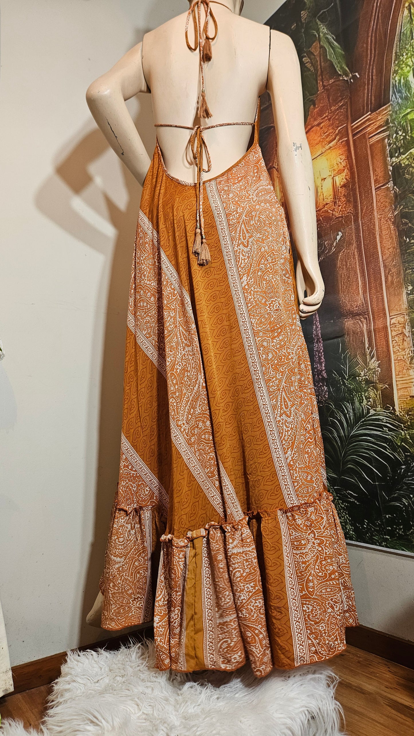 Bohemian Maxi Dress 100% rayon boho Dress - Bohemian dress Preloved Dress