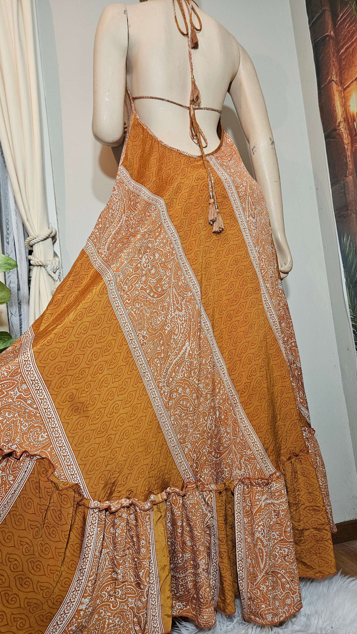 Bohemian Maxi Dress 100% rayon boho Dress - Bohemian dress Preloved Dress