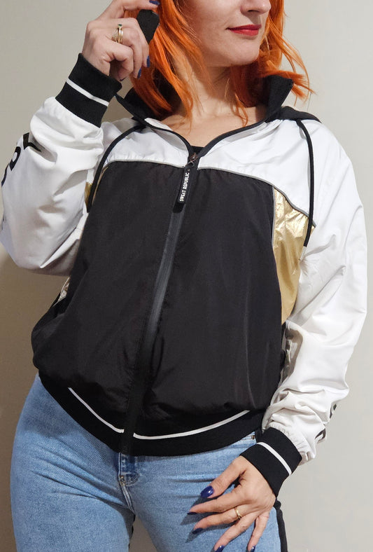 Black& White Gold Silver Windbreaker
