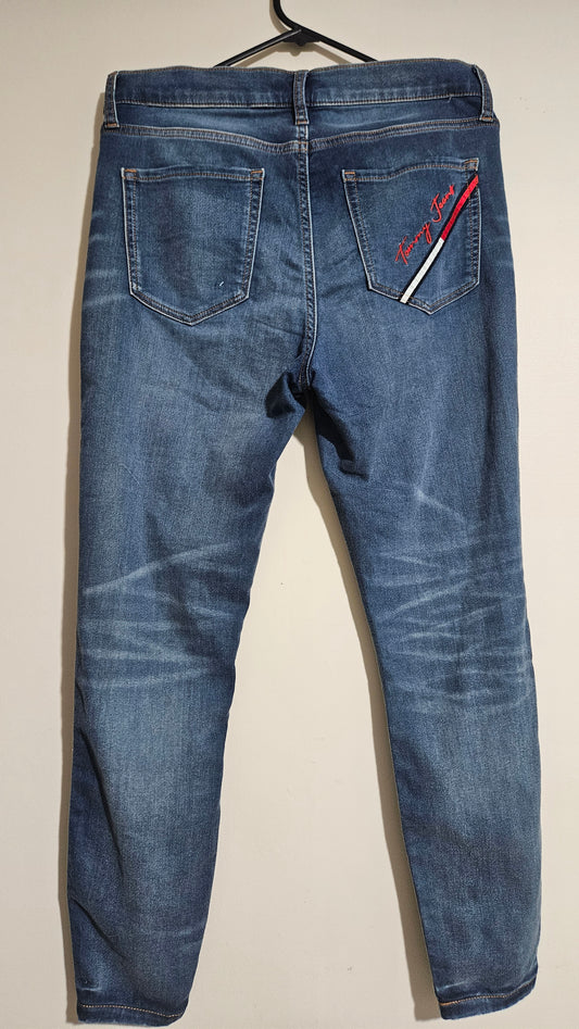 Tommy Hilfiger High Rise Stretch Legging Jeans Ripped sz 10 preloved Jeans