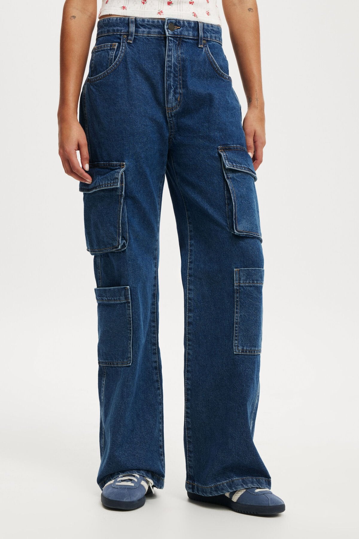 Cargo Pants Denim/ Jeans - Cargo Wide Leg Jean