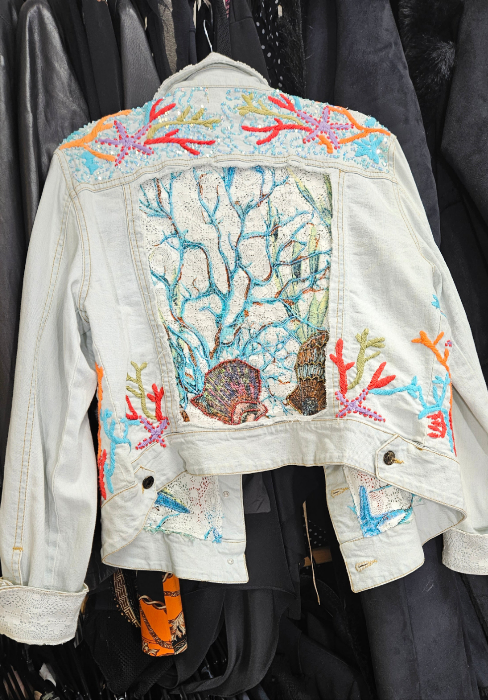 Bohemian vintage Denim jacket with embroidery