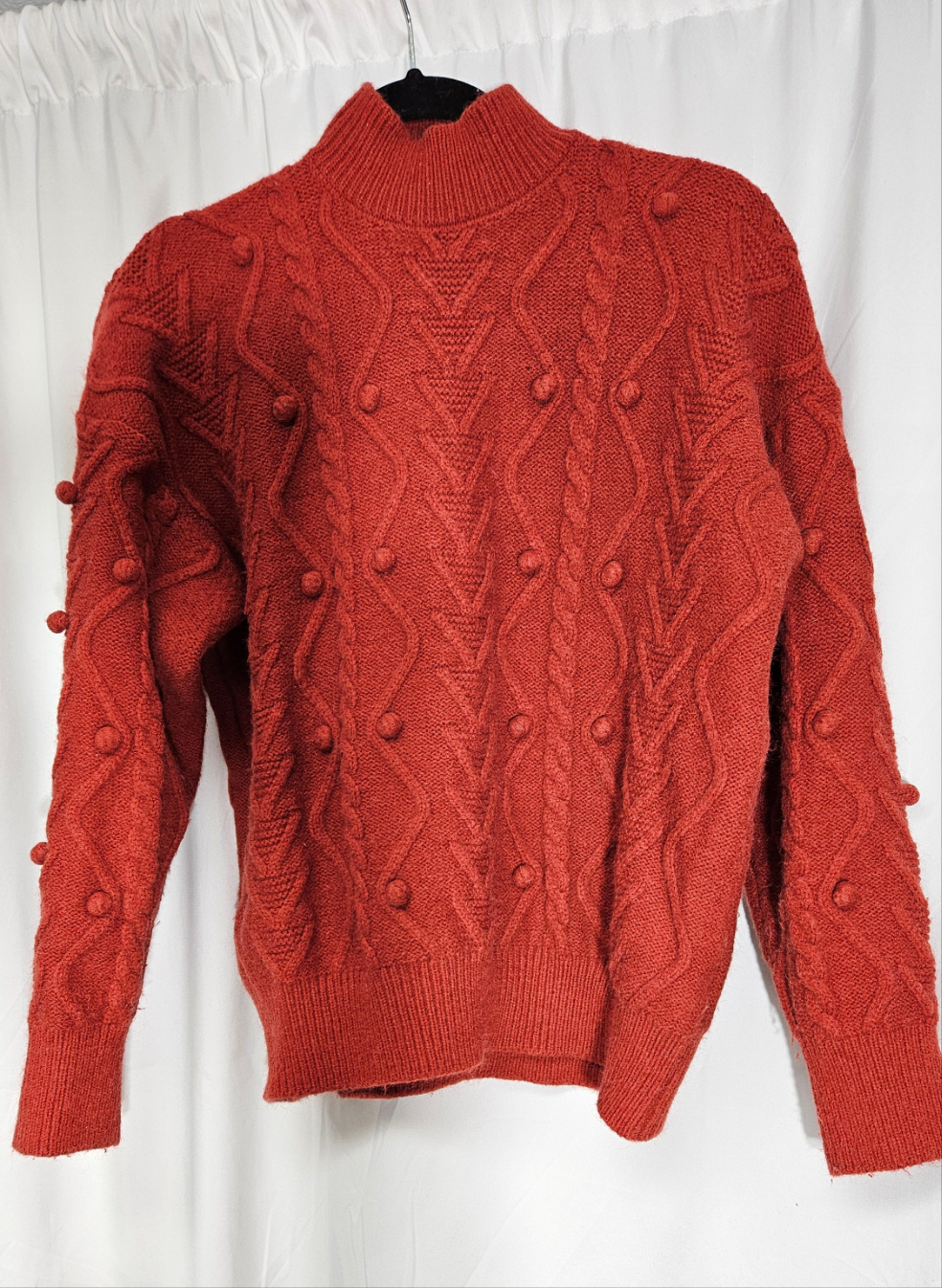 Cozy Vibes: Cable Knit Sweater - Turtle Neck Knit Top