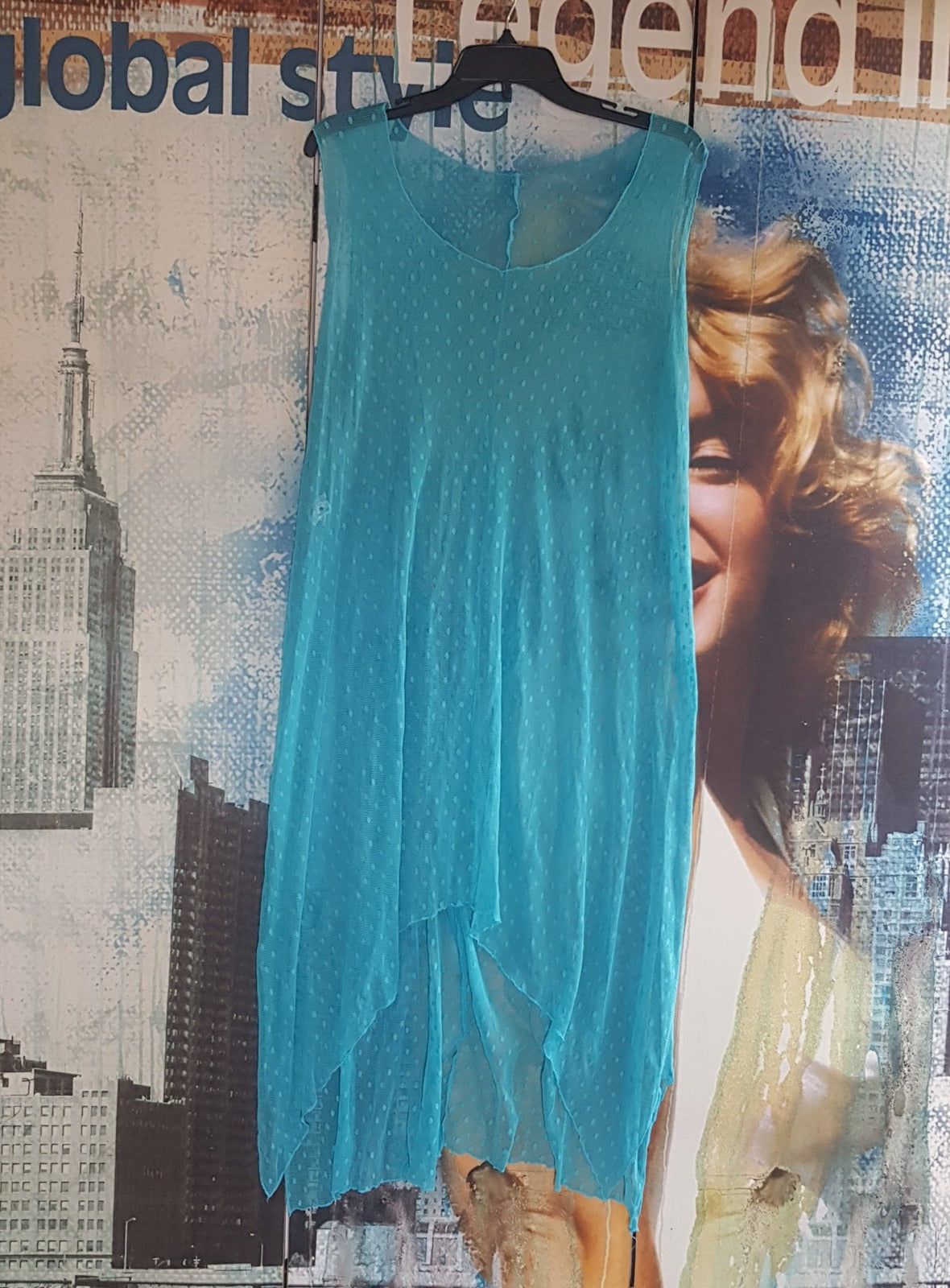 See-through Turquoise Dress Mesh- Dress