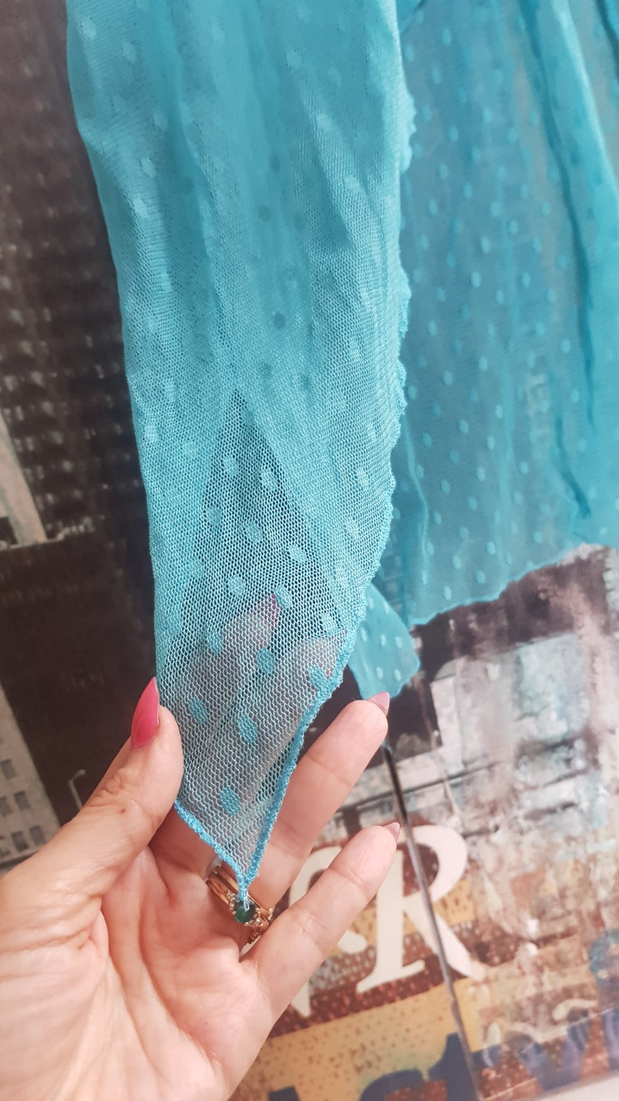 See-through Turquoise Dress Mesh- Dress