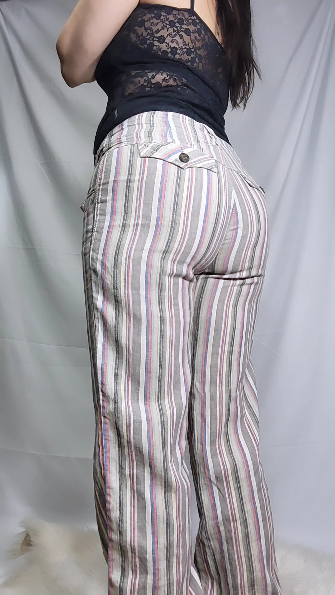 Classic Stripe Belted Pants: Second-Hand Store Find