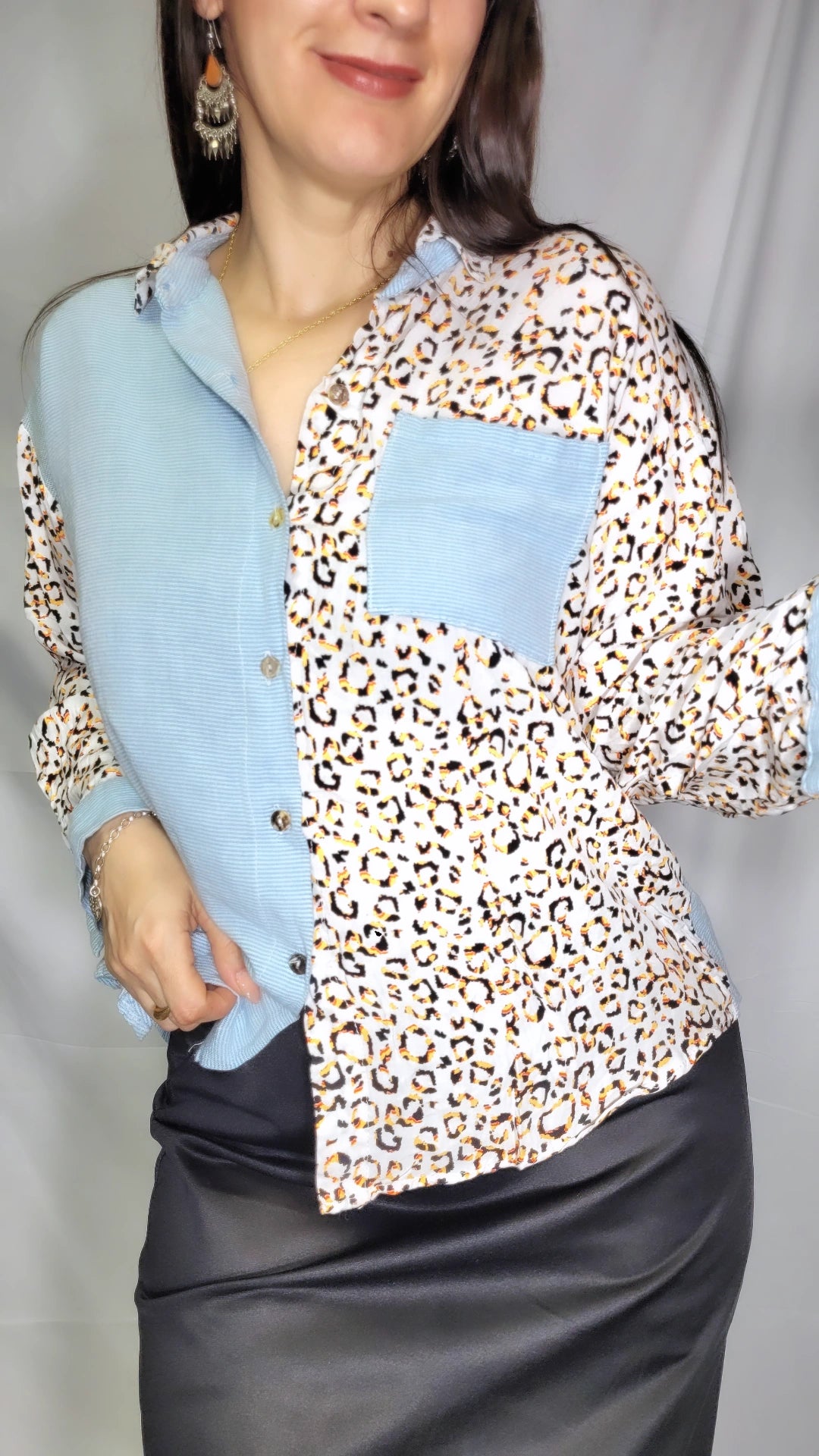 Animal Print Button Down - Stunning Italian long Sleeve Shirt - Used Shirt -Buy Shirt -Italian Shirt