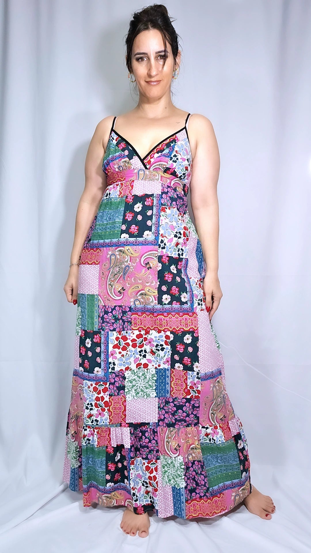 Funky Floral Patchwork Maxi Dress