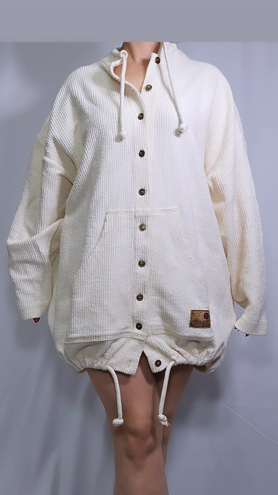 Collared 2 Pocket Cardigan Beige oversized Cardi