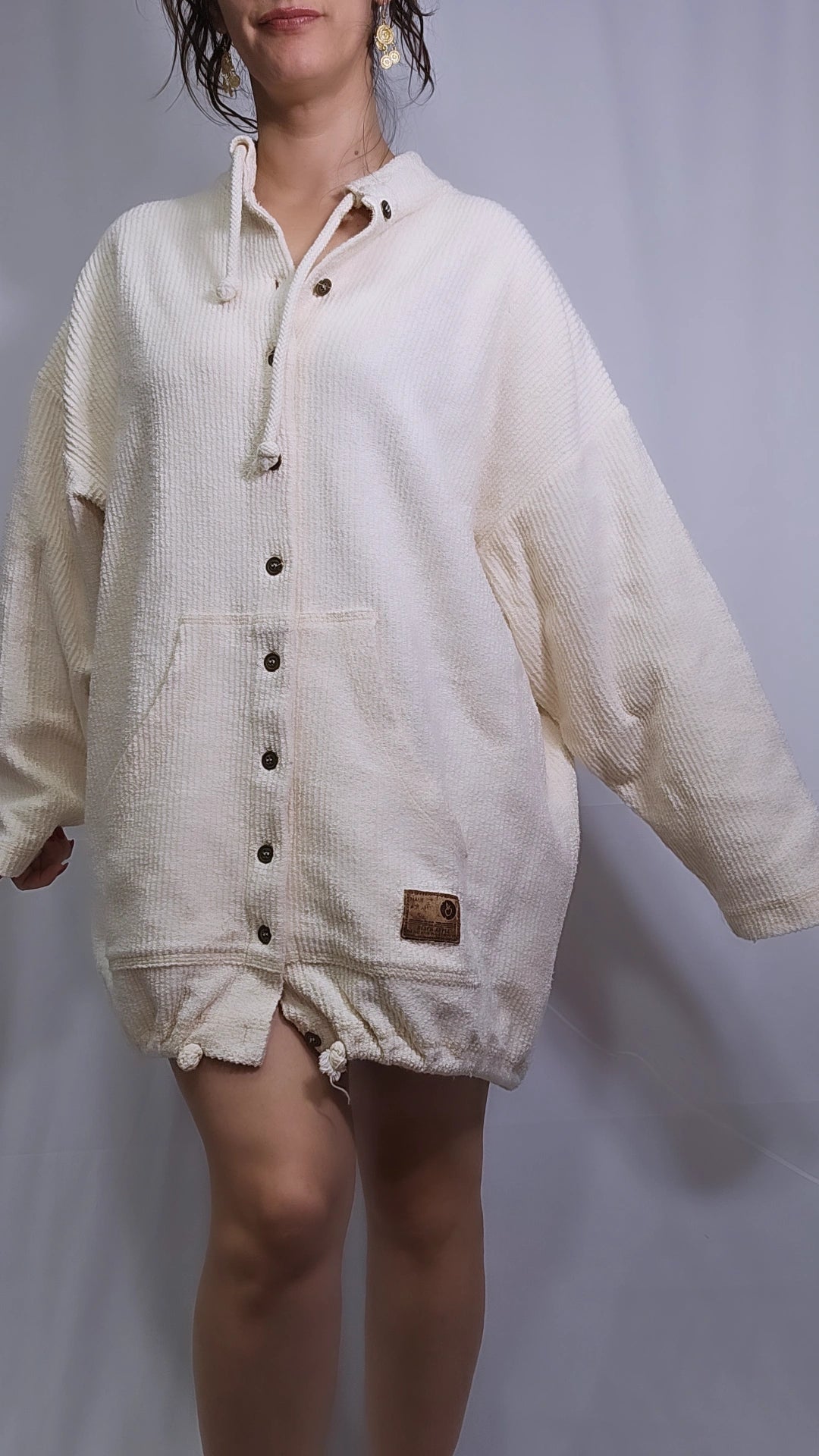 Collared 2 Pocket Cardigan Beige oversized Cardi