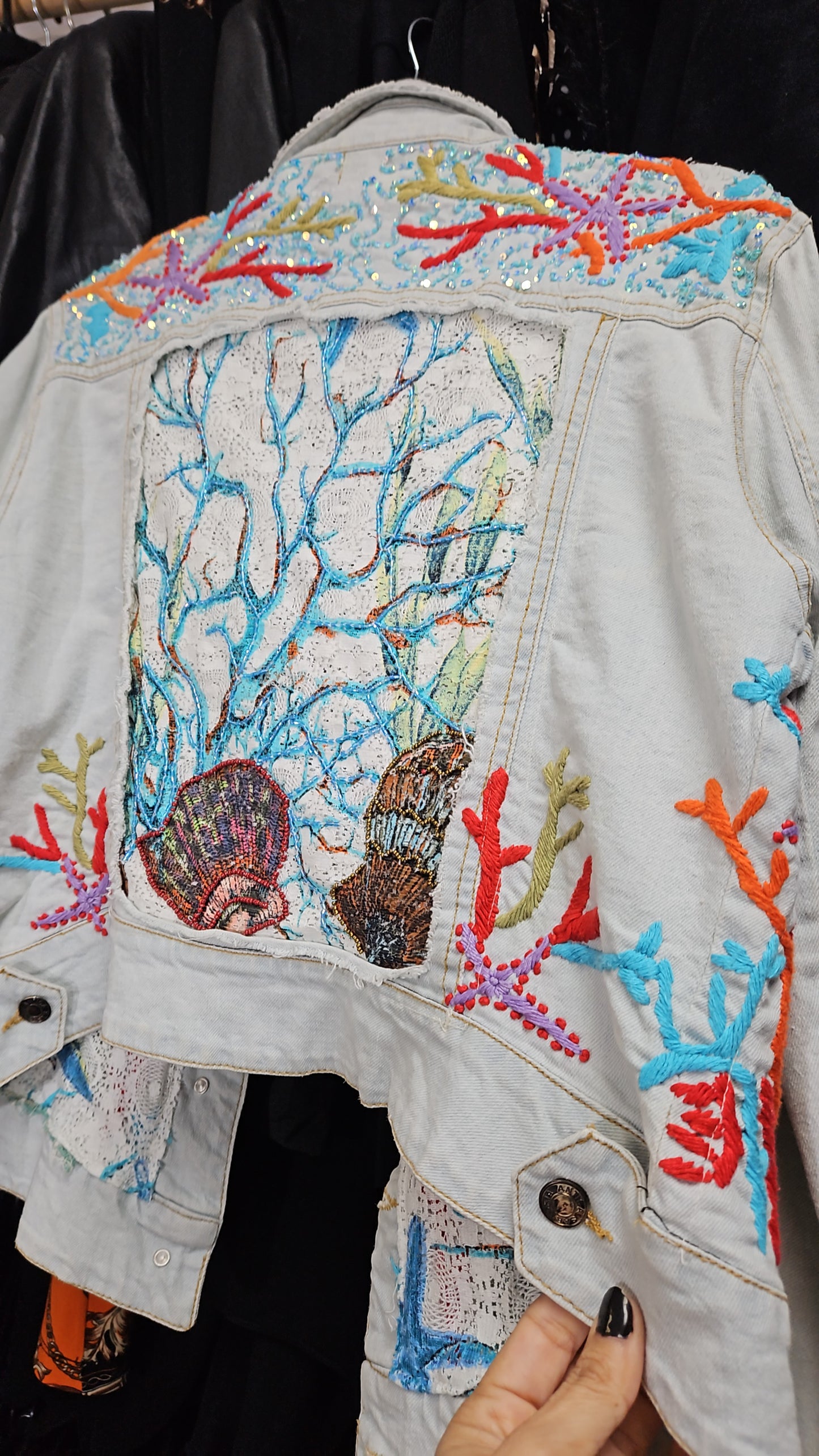 Bohemian vintage Denim jacket with embroidery