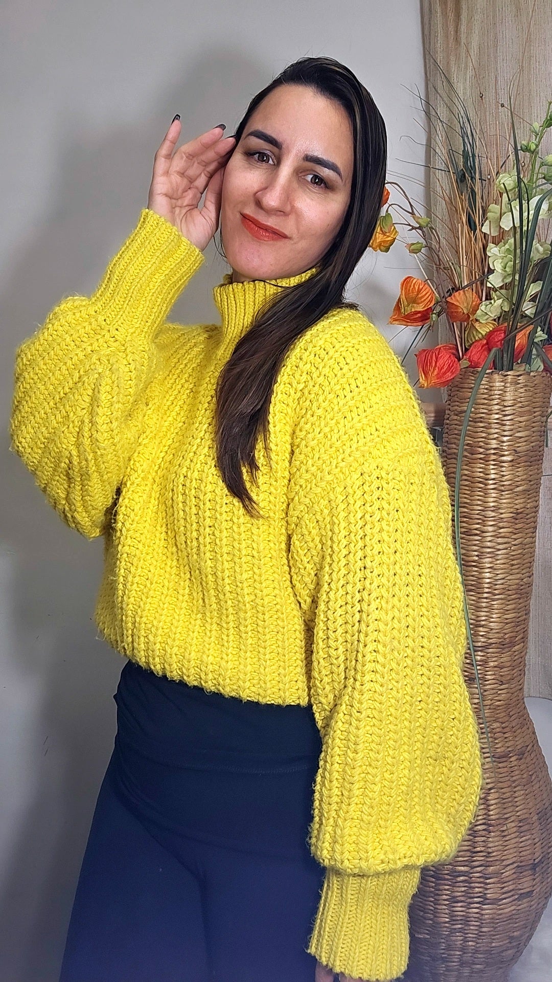 H&M Turtleneck Knit yellow Sweater Size S