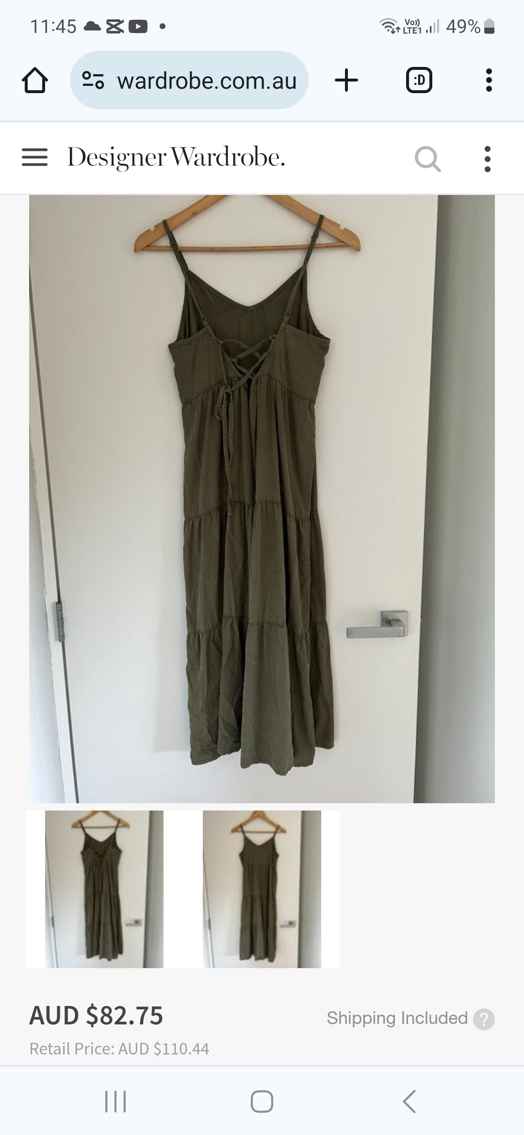 All About Eve Army Green Tencel Dress Cami Midi Dress