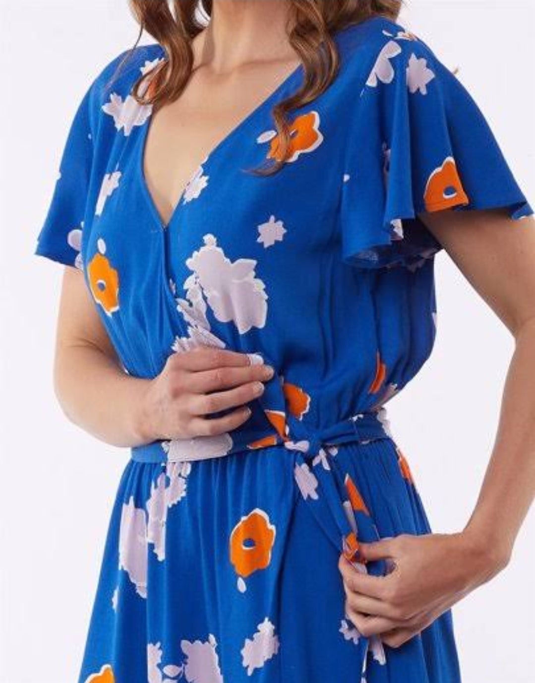 Wrap Dress Elm blue floral faux wrap dress size 10