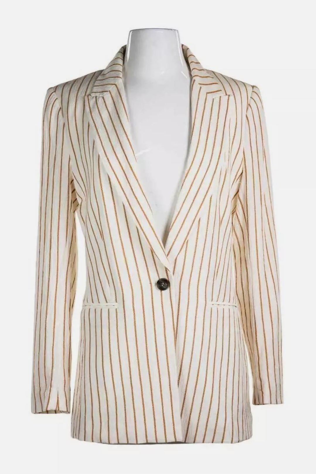 H&M Womens Blazer Sz 6 EU 36/8uk Crepe Striped Office Jacket Second Hand Jacket
