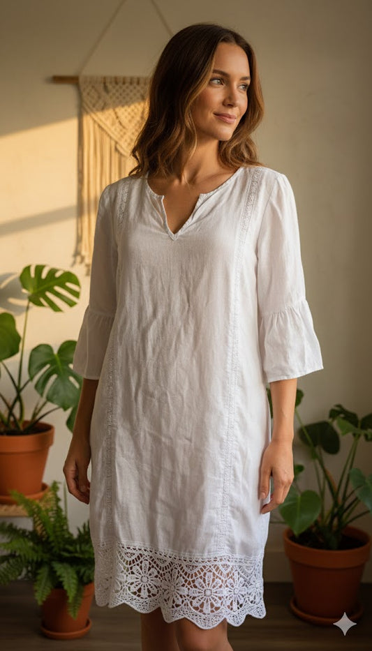 Grace Hill Dress – Linen Dress  Size 10. Preloved Dress