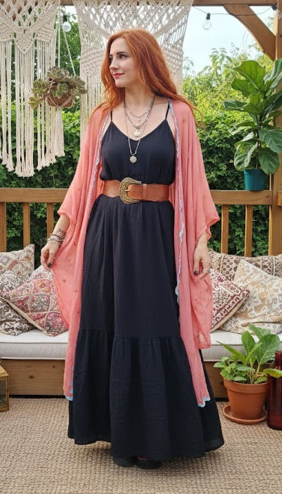 pink bohemian cardigan silk kimono in good preloved condition