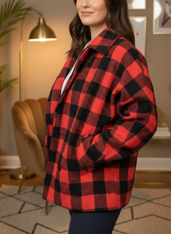 vintage red and black checkered jacket in good preloved condition available in Auckland or purchases online