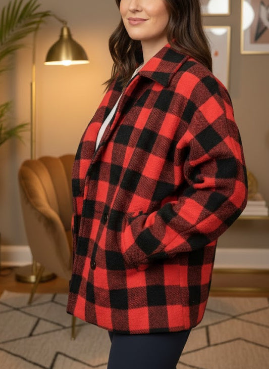vintage red and black checkered jacket in good preloved condition available in Auckland or purchases online